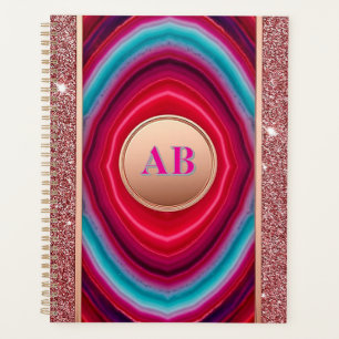 Lebendiges abstraktes Achatmuster mit Glitter Planer