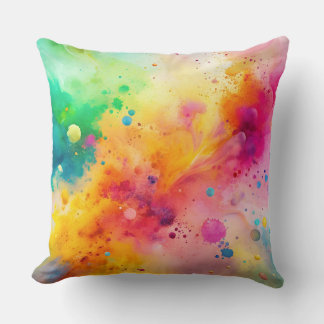 Lebendiges abstraktes Aquarell-Spritzmuster Kissen