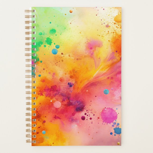Lebendiges abstraktes Aquarell-Spritzmuster Planer (Vorderseite)