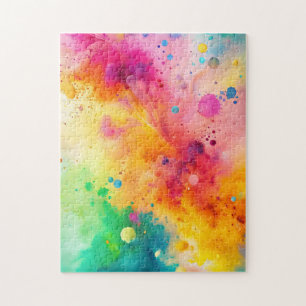 Lebendiges abstraktes Aquarell-Spritzmuster Puzzle