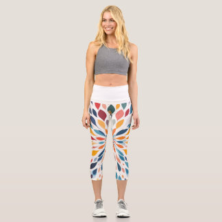 Lebendiges abstraktes Blumen-Burst-Muster Capri Leggings