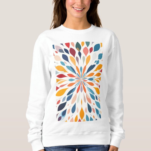 Lebendiges abstraktes Blumen-Burst-Muster Sweatshirt (Vorderseite)