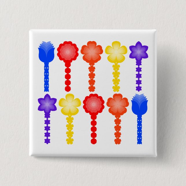 Lebendiges abstraktes Blumenmuster Knopf Button (Vorderseite)