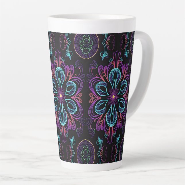 Lebendiges abstraktes Blumenmuster Milchtasse (Rechte Ecke)