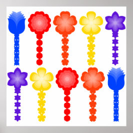 Lebendiges abstraktes Blumenmuster-Quadratposter Poster