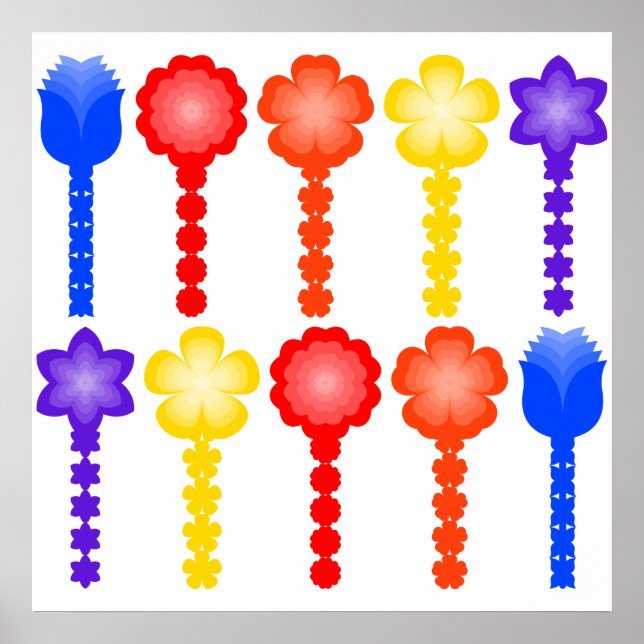 Lebendiges abstraktes Blumenmuster-Quadratposter Poster (Vorne)