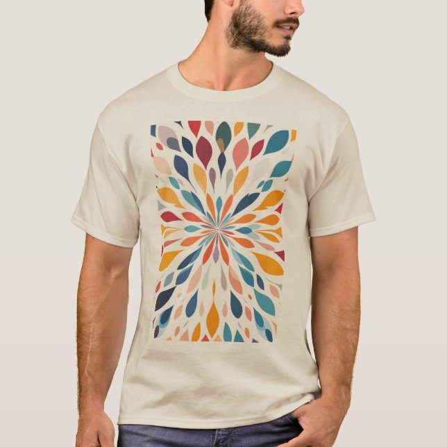 Lebendiges abstraktes Blumenmuster T-Shirt (Vorderseite)