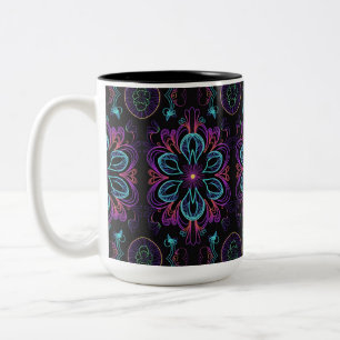 Lebendiges abstraktes Blumenmuster Zweifarbige Tasse