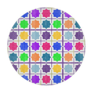 Lebendiges abstraktes geometrisches Muster in kräf Schneidebrett