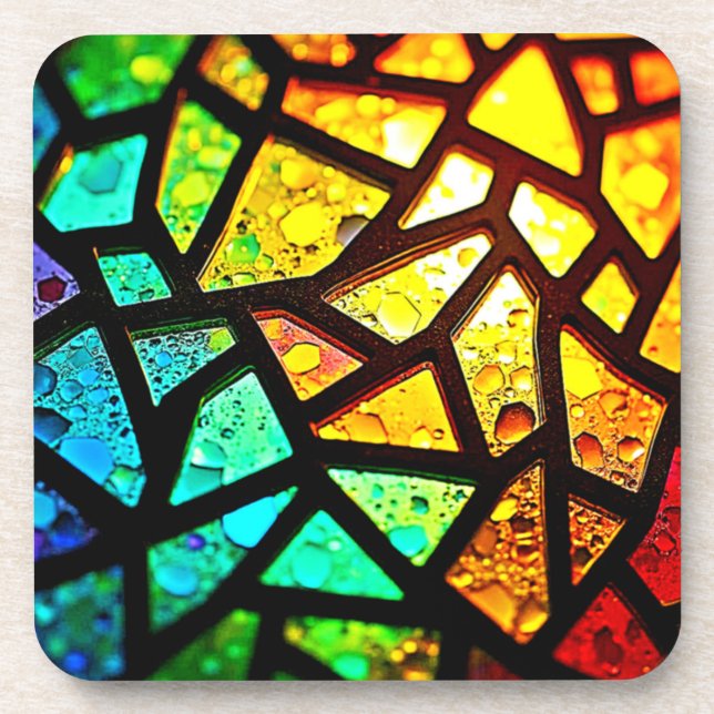 Lebendiges abstraktes Licht-Mosaik-Design Getränkeuntersetzer (Vorderseite)