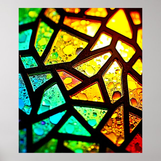 Lebendiges abstraktes Licht-Mosaik-Design Poster (Vorne)