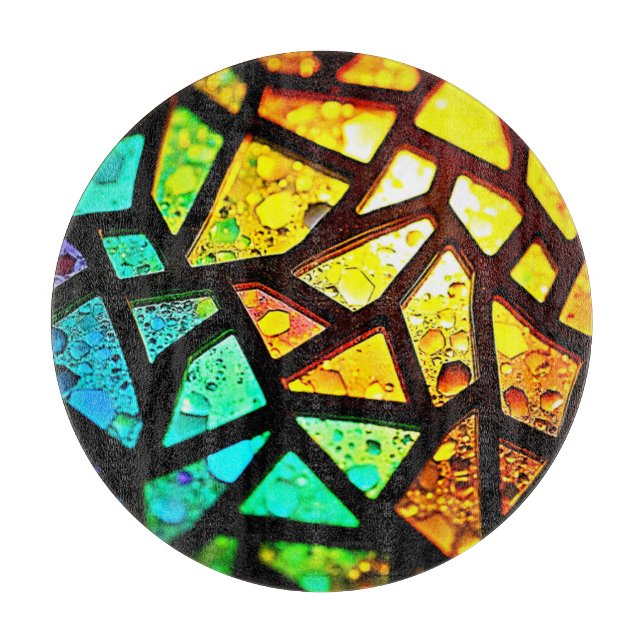 Lebendiges abstraktes Licht-Mosaik-Design Schneidebrett (Vorderseite)