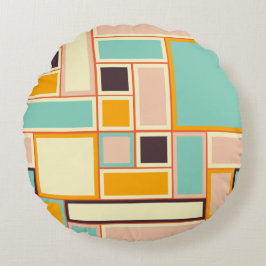 Lebendiges abstraktes Muster mit Rechtecken Rundes Kissen