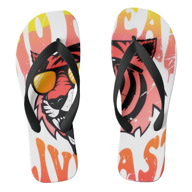Lebendiges abstraktes Sommer-Geometrie-Muster Flip Flops (Fußbett)