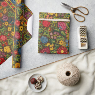 Lebendiges Antikes Botanischer-Garten-Muster Geschenkpapier