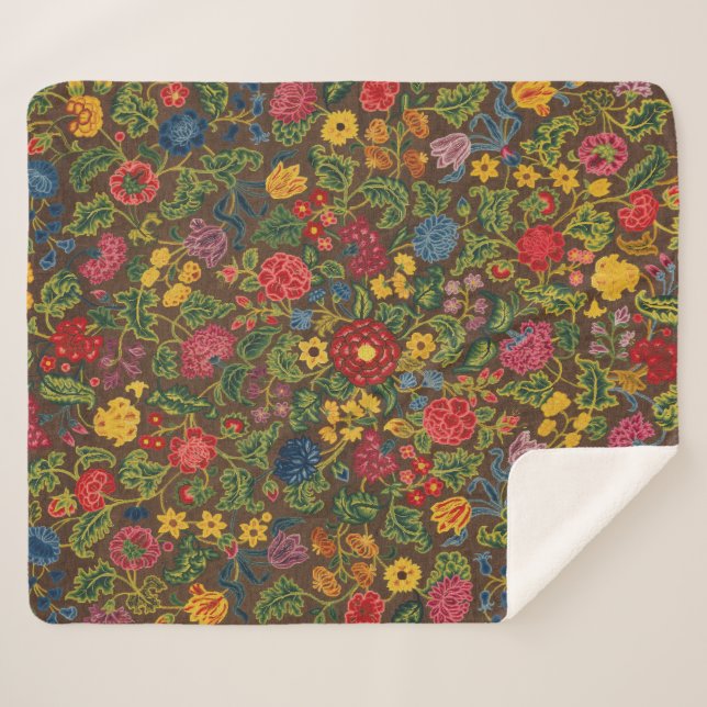 Lebendiges Antikes Botanischer-Garten-Muster Sherpadecke (Vorderseite (Horizontal))