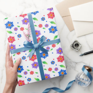 Lebendiges Aquarell-Blumenmuster Wildblumen Geschenkpapier