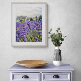 Lebendiges Aquarell-Lavendelfeld Fotodruck