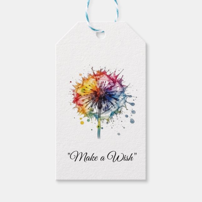 Lebendiges Aquarell-Löwenzahn, individuell Geschenkanhänger (Vorderseite)