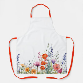 Lebendiges Aquarell-Wildblumen-Muster-Schürze Schürze