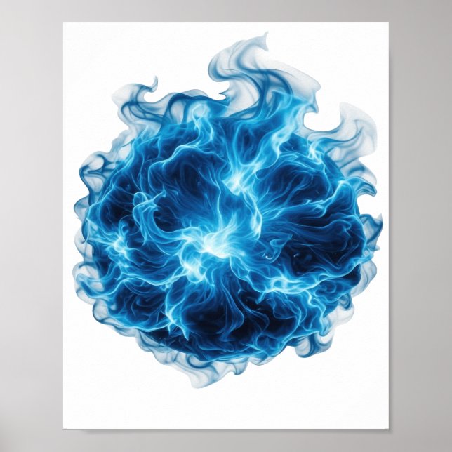 Lebendiges Blau BLUE FIRE BALL Zitat-Design Poster (Vorne)