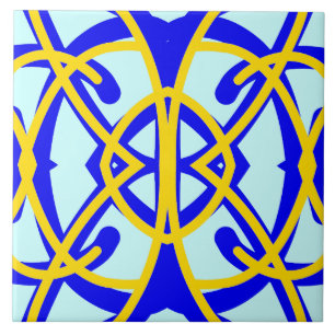 Lebendiges blau-gelbes klassisches Muster Fliese