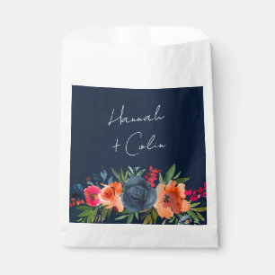 Lebendiges Blau Orange Rot Botanisch Geschenktütchen