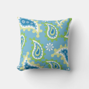 „Lebendiges Blau- und Grün Paisley-Muster“Lebendig Kissen