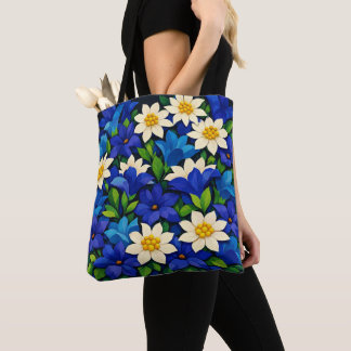 Lebendiges Blau und Weiß floral