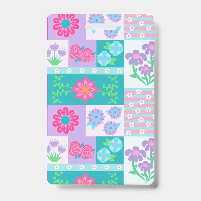 Lebendiges blühendes Blumen-Design Ausweis (Vorderseite)