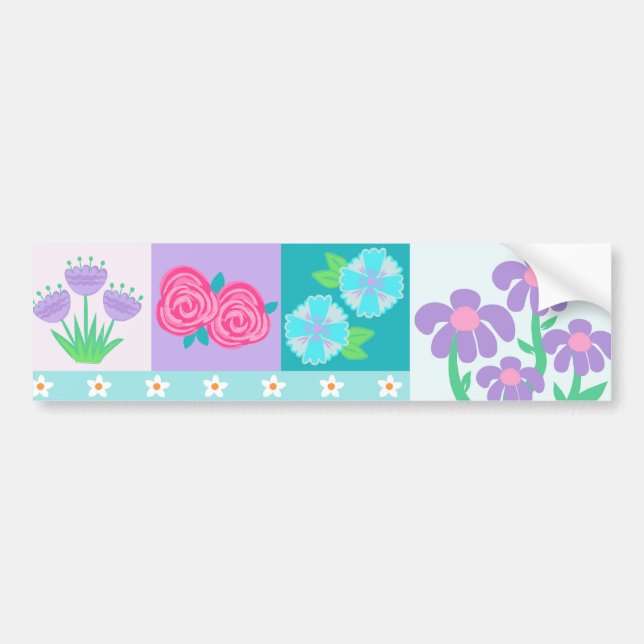 Lebendiges blühendes Blumen-Design Autoaufkleber (Vorne)