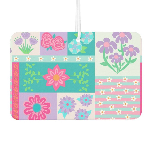 Lebendiges blühendes Blumen-Design Autolufterfrischer (Vorderseite)