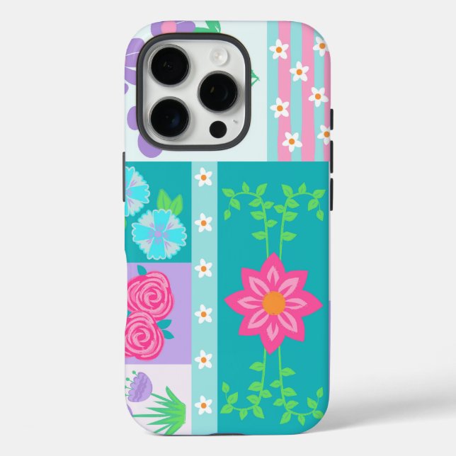 Lebendiges blühendes Blumen-Design Case-Mate iPhone Hülle (Rückseite)