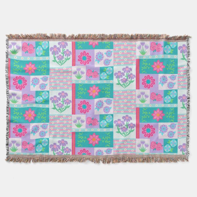 Lebendiges blühendes Blumen-Design Decke (Vorderseite)