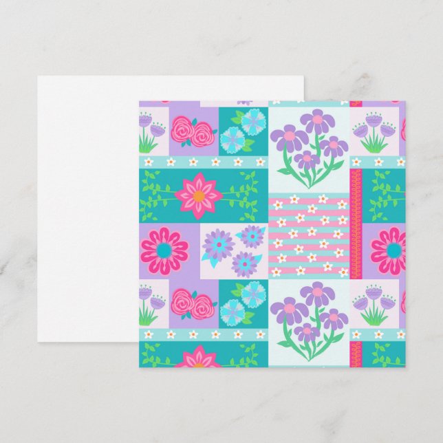 Lebendiges blühendes Blumen-Design Einladung (Vorne/Hinten)