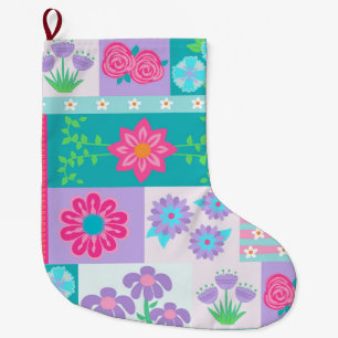 Lebendiges blühendes Blumen-Design Großer Weihnachtsstrumpf