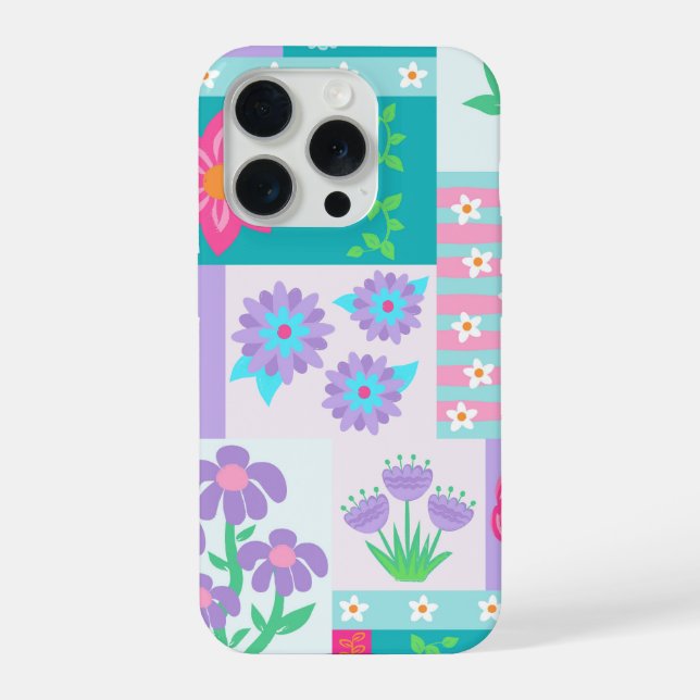 Lebendiges blühendes Blumen-Design iPhone Hülle (Rückseite)