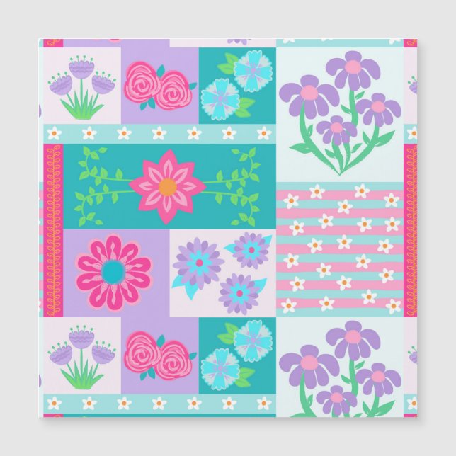 Lebendiges blühendes Blumen-Design Magnetkarte (Vorderseite)