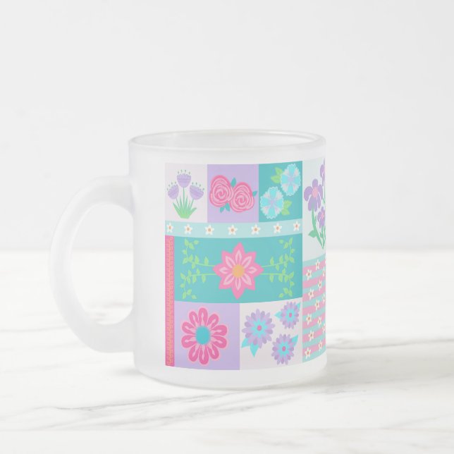 Lebendiges blühendes Blumen-Design Mattglastasse (Links)