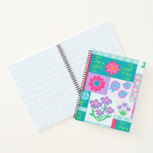 Lebendiges blühendes Blumen-Design Notizbuch