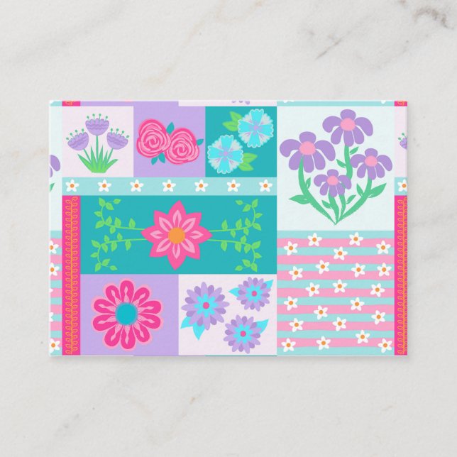 Lebendiges blühendes Blumen-Design Platzkarte (Vorderseite)