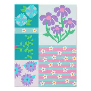 Lebendiges blühendes Blumen-Design Poster