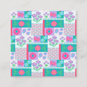 Lebendiges blühendes Blumen-Design Quadratische Visitenkarte