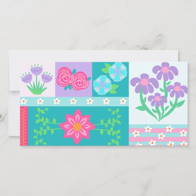 Lebendiges blühendes Blumen-Design Save The Date (Vorderseite)