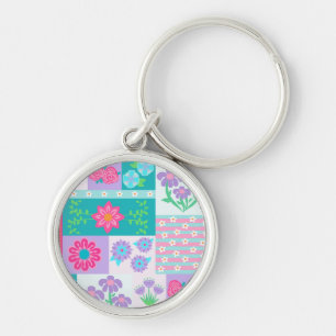 Lebendiges blühendes Blumen-Design Schlüsselanhänger