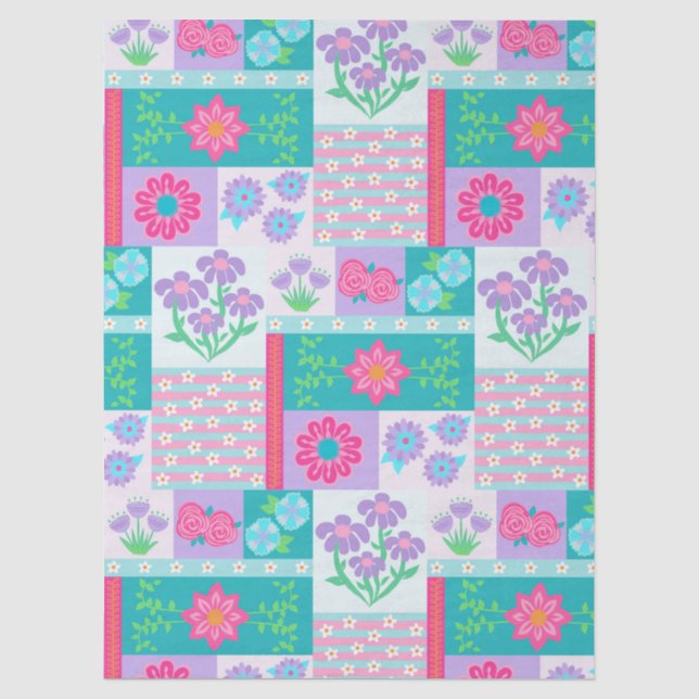 Lebendiges blühendes Blumen-Design Seidenpapier (Vorderseite)