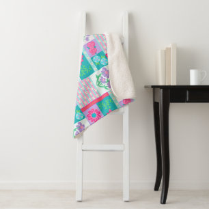 Lebendiges blühendes Blumen-Design Sherpadecke