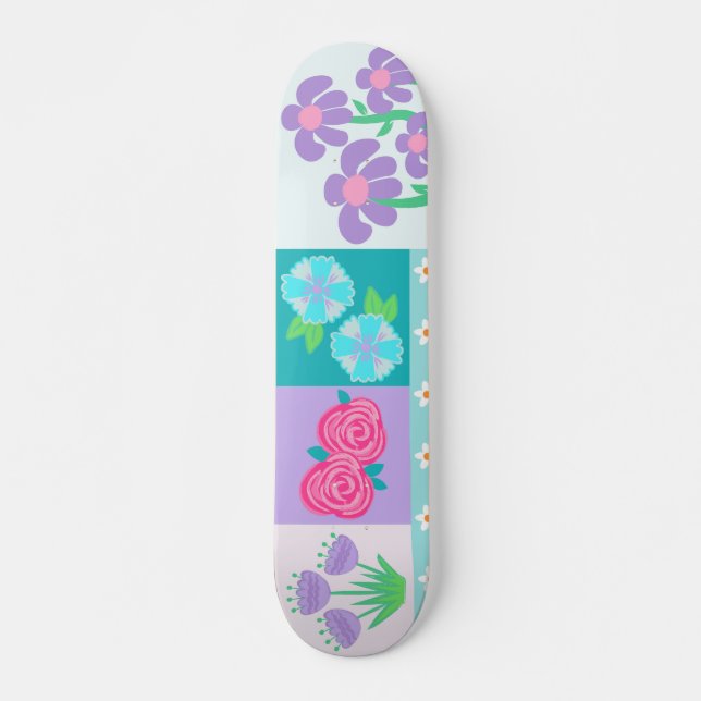 Lebendiges blühendes Blumen-Design Skateboard (Vorne)