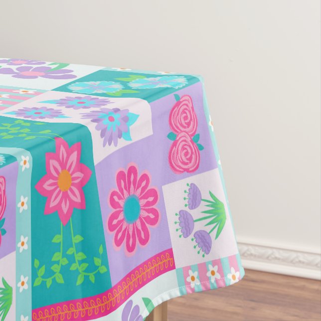 Lebendiges blühendes Blumen-Design Tischdecke (Beispiel)