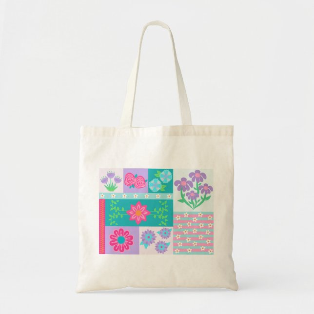 Lebendiges blühendes Blumen-Design Tragetasche (Vorne)